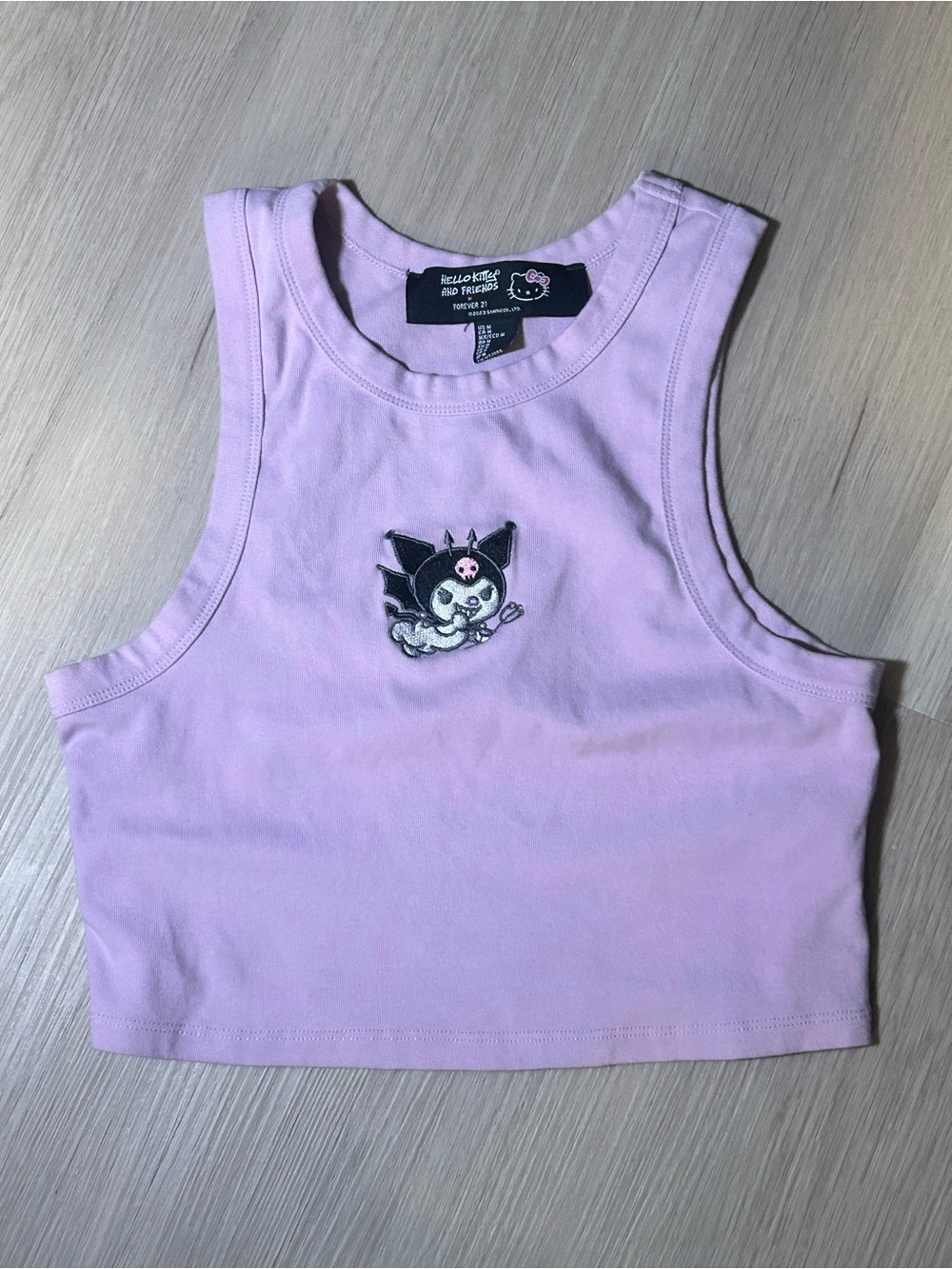 RARE Forever 21 x Hello Kitty & Friends Kuromi Embroidered Pink Crop Tank M